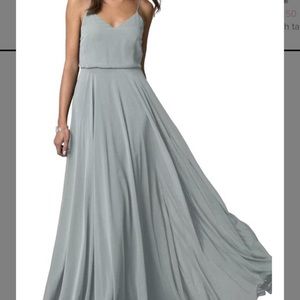 Jenny Yoo Inesse Chiffon Dress - Mineral color